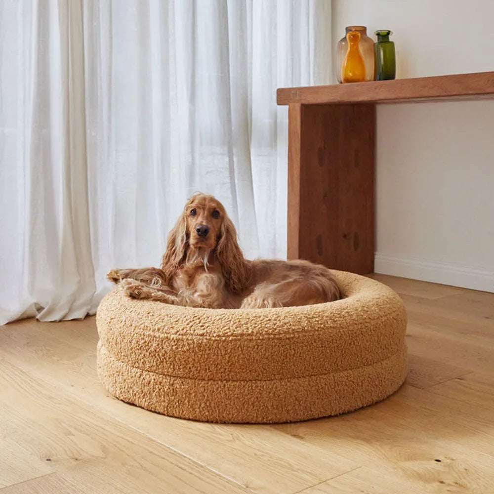 OEM ODM Pet Round Plush Nest Bed for Cats & Dogs Thickened Warm Removable Washable Winter Use