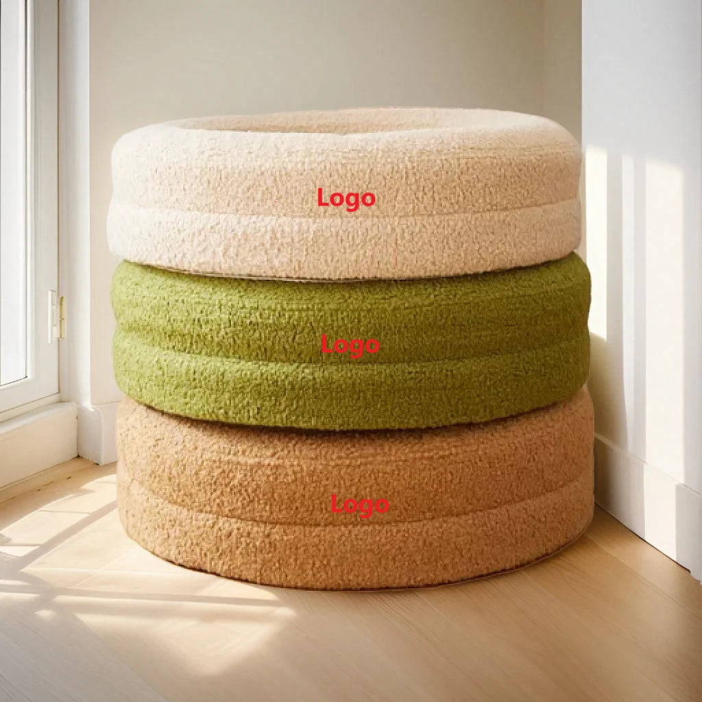 OEM ODM Pet Round Plush Nest Bed for Cats & Dogs Thickened Warm Removable Washable Winter Use